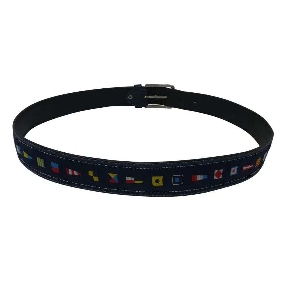Valentino VIP Blue Nautical Code Flag Belt Mens 42‎